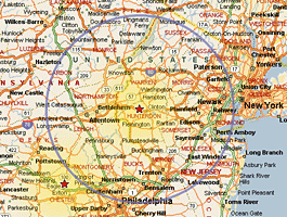 NJ Hot Air Balloon Ride Area Map