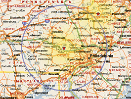 PA Hot Air Balloon Ride Area Map